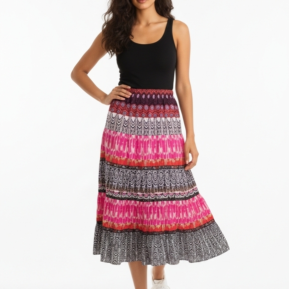 Valerie Stevens Dresses & Skirts - Boho Pink and Purple Maxi Skirt By Valerie Stevens Size Medium